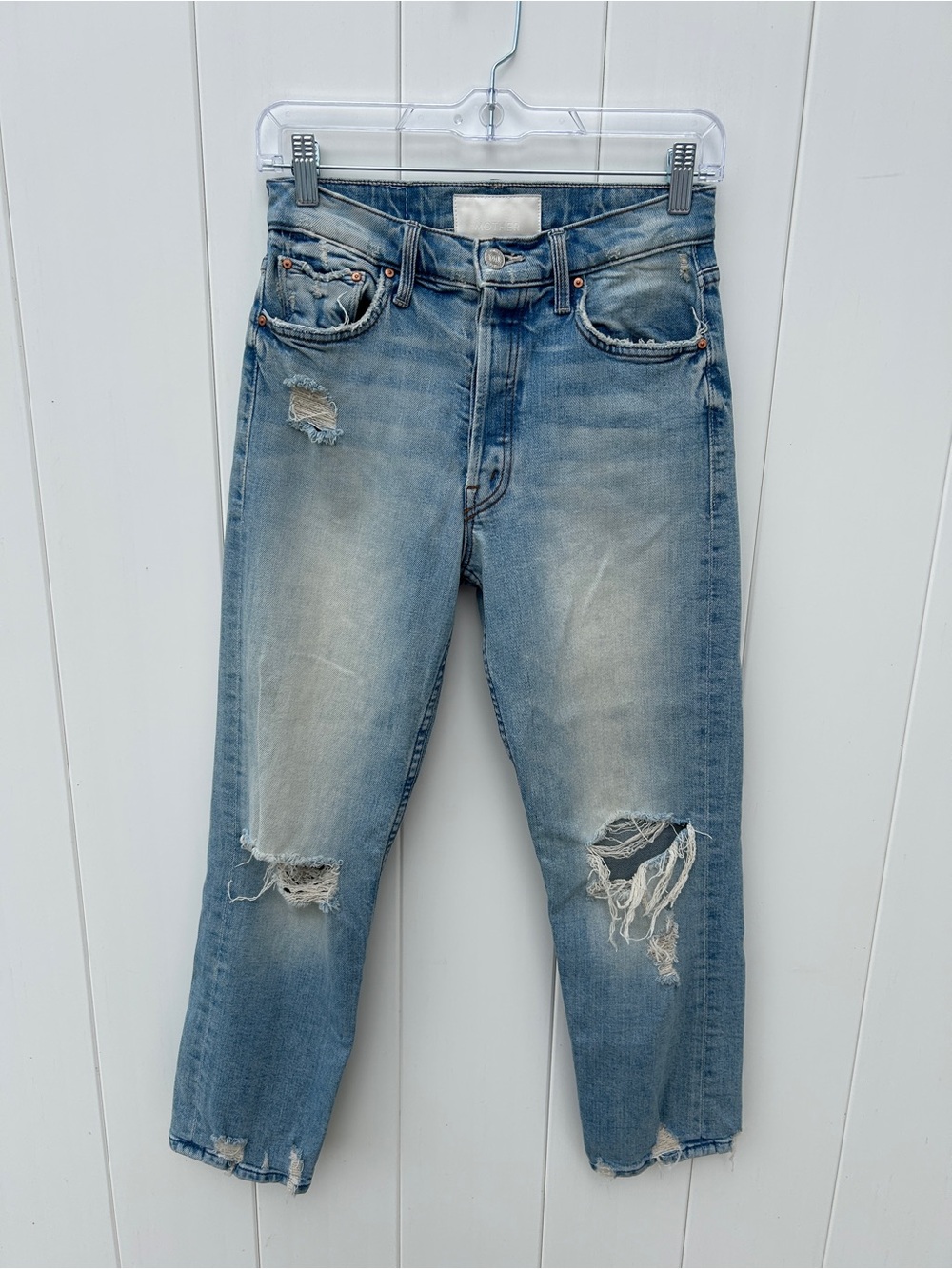 Mother Jeans Women size 26 insider crop step fray distressed light wash premium